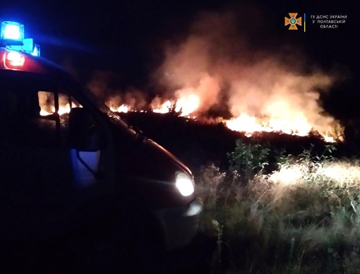 У Полтавській області вогнеборці понад годину гасили поле