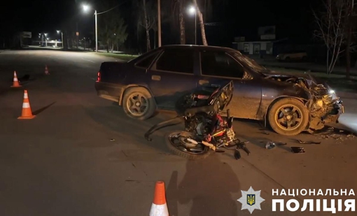 На Полтавщині зіткнулися легковик та мотоцикл: двоє осіб зазнали поранень