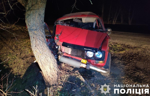 На Полтавщині легковик врізався в дерево: четверо осіб зазнали поранень