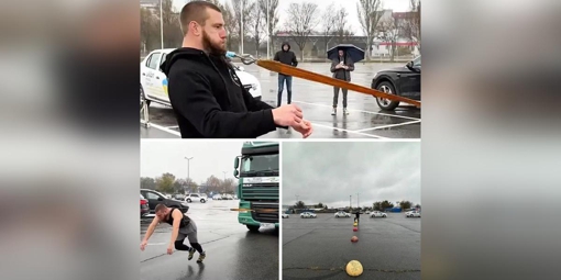 Український стронгмен протягнув бородою 2,5-тонний мікроавтобус